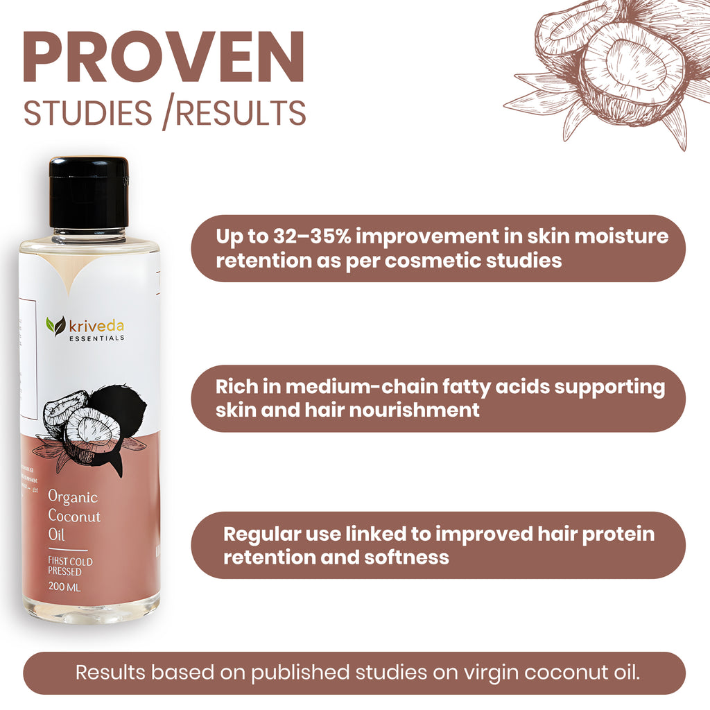 Kriveda Virgin Coconut Oil 200 ml | Cold Pressed | 100% Natural & Chemical Free | Pure Coconut Oil for Hair, Skin & Cooking