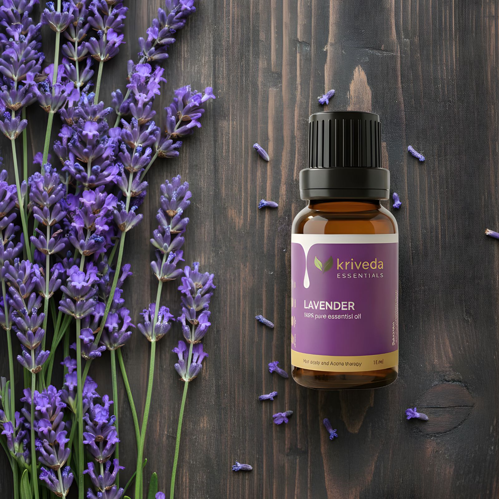 Kriveda Lavender Essential Oil 15 ml | 100% Pure & Natural | Steam Distilled | Chemical Free Lavender Oil for Aromatherapy, Skin & Relaxation
