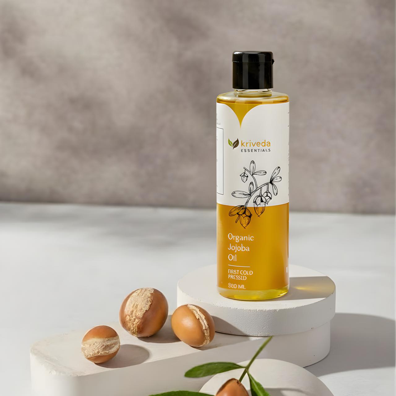 Kriveda Jojoba Oil 100 ml | Cold Pressed | 100% Natural & Chemical Free | Pure Jojoba Oil for Skin, Hair & Face Care